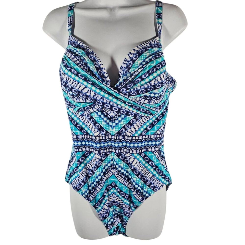 Lands' End Multicolor One-PIece Tummy Control Underwire Size 12